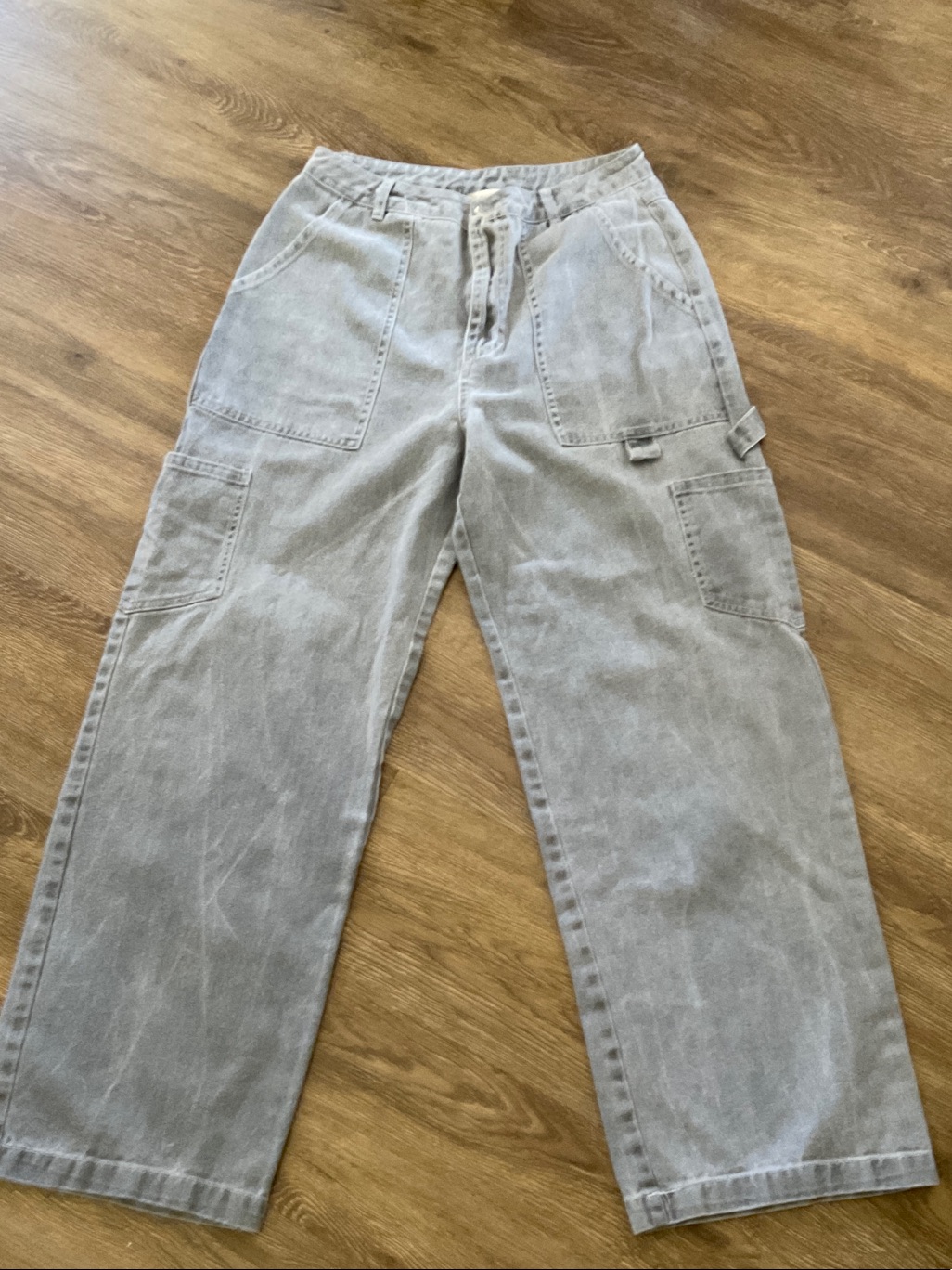 Altar'd State Light Gray Cargo Pants With Utility Pockets